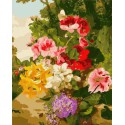 Яркие цветы в букете Раскраска картина по номерам на холсте Menglei