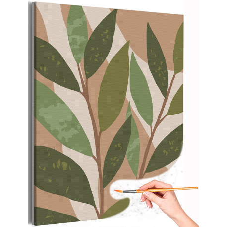 Весеннее листья абстракция Минимализм Растения Дерево Интерьерная Раскраска картина по номерам на холсте