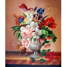 Цветы в серебряной вазе Раскраска картина по номерам акриловыми красками на холсте Menglei
