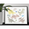 Милые динозаврики Для мальчиков 75х100 Раскраска картина по номерам на холсте