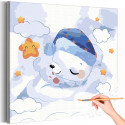 Спящий на облаке белый мишка Коллекция Cute animals Животные Медведь Для детей Детские Для девочек Для мальчиков Раскраска картина по номерам на холсте