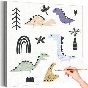 Пятнистые динозавры Коллекция Cute dinosaurs Для детей Детские Для малышей Животные Орнамент Раскраска картина по номерам на хол