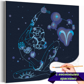 Девушка овен Знак Зодиак Звездное небо Женщина Раскраска картина по номерам на холсте