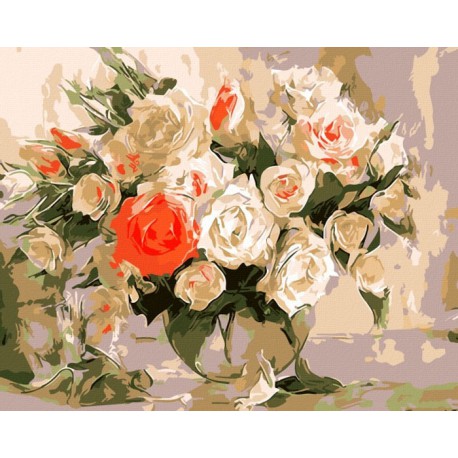 Очаровательный букет роз Айдемир Саидов Раскраска по номерам акриловыми красками на холсте Menglei