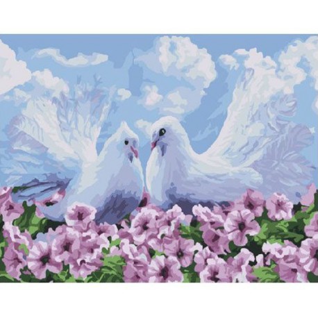 Пара голубей Раскраска картина по номерам акриловыми красками на холсте Molly