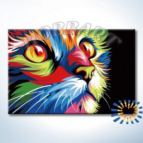 Ваю Ромдони. Радужный кот Раскраска картина по номерам акриловыми красками на холсте Hobbart