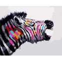 Разноцветная зебра Раскраска по номерам на холсте Menglei