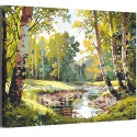 Ручей в летнем лесу Природа Пейзаж Лето Река 100х125 Раскраска картина по номерам на холсте