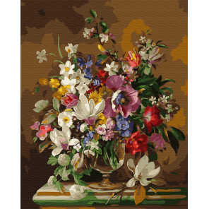  Натюрморт с букетом цветов Раскраска картина по номерам на холсте ZX 23405