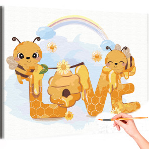 Влюбленные пчелы Раскраска картина по номерам на холсте