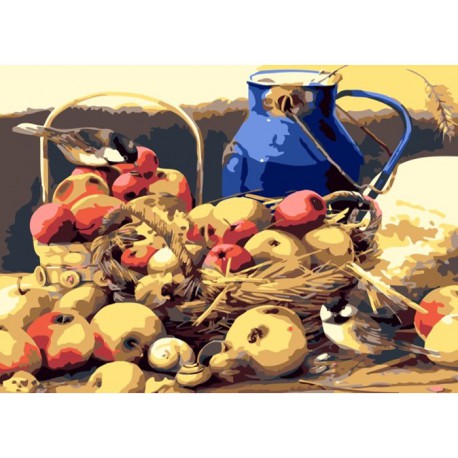 Натюрморт с птичками Раскраска картина по номерам акриловыми красками на холсте Menglei