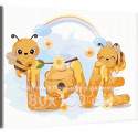 Влюбленные пчелы Коллекция Cute love Любовь Романтика Для детей Детские 80х100 Раскраска картина по номерам на холсте