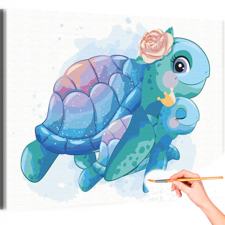 Мама черепаха с малышом Для девочек Для мальчиков Раскраска картина по номерам на холсте