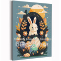 Заяц и крашенные яйца Животные Кролик Зайчик Пасха Для детей 60х80 Раскраска картина по номерам на холсте