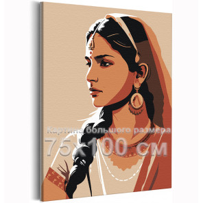 Портрет индианки Девушка Минимализм Интерьерная Люди Индия 75х100 Раскраска картина по номерам на холсте