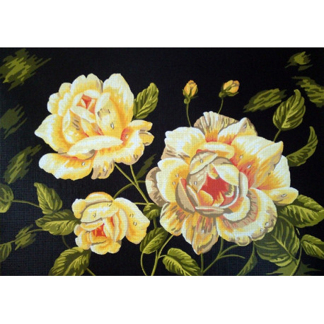  Жёлтые розы Канва жесткая с рисунком для вышивки Gobelin L 10.547