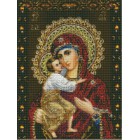 Феодоровская икона Божией матери Алмазная вышивка мозаика с рамкой Цветной