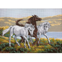 Три коня Канва жесткая с рисунком для вышивки Gobelin L