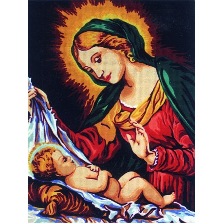  Мадонна со спящим младенцем Канва жесткая с рисунком для вышивки Gobelin L D.584