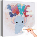 Влюбленный слоник с шариками Коллекция Cute love Сердце Любовь Романтика Слоненок Животные Для детей Детские Для девочек Раскраска картина по номерам на холсте