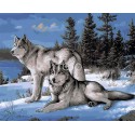 Волки на снегу Раскраска картина по номерам на холсте Iteso