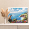 Цветы на берегу моря Пейзаж Лето Природа Интерьерная Раскраска картина по номерам на холсте