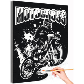 Мотоциклист на скорости Мотокросс Байк Спорт Люди Раскраска картина по номерам на холсте