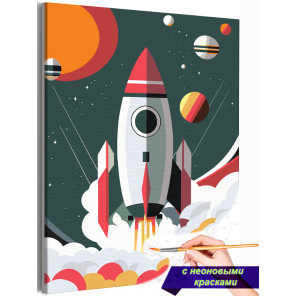 Взлет ракеты Космос Планеты Шаттл Для детей Детская Для мальчиков Раскраска картина по номерам на холсте