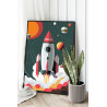 Взлет ракеты Космос Планеты Шаттл Для детей Детская Для мальчиков 75х100 Раскраска картина по номерам на холсте