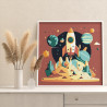 Старт ракеты Космос Планеты Детская Для детей Для мальчиков Раскраска картина по номерам на холсте