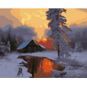  Дом в зимнем лесу Раскраска картина по номерам на холсте ZX 24268