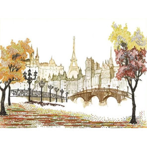  Осень в Париже Канва с рисунком для вышивки бисером Конек 8409