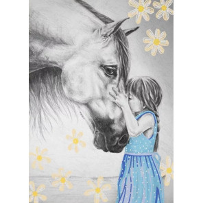  Девочка и лошадь Канва с рисунком для вышивки бисером Конек 8410