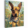 Пинчер на природе Собаки Лето Цветы 100х125 Раскраска картина по номерам на холсте