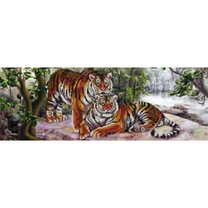  Амурские тигры Канва с рисунком для вышивки бисером Конек 9903