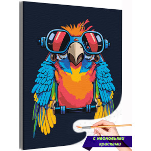 Яркий попугай в очках Птицы Для детей Детская Для мальчиков Для девочек Раскраска картина по номерам на холсте