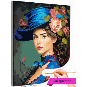 Портрет девушки с розами Цветы Женщина Люди Интерьерная Ретро Раскраска картина по номерам на холсте