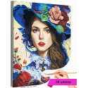 Девушка с стиле ретро Портрет Люди Женщины Цветы Розы Раскраска картина по номерам на холсте
