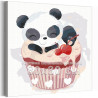 Панда с пирожным Коллекция 80х80 Раскраска картина по номерам на холсте