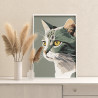 Серый котик Кошки Коты Раскраска картина по номерам на холсте