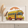 Школьный автобус Машина Раскраска картина по номерам на холсте
