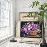Корзина с фиолетовыми цветами Букет Сирень Натюрморт Лето 100х125 Раскраска картина по номерам на холсте