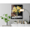 Желтые лилии в вазе Цветы Букет Натюрморт Интерьерная 100х125 Раскраска картина по номерам на холсте
