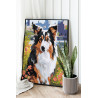 Портрет бордер-колли на природе Собаки Животные Лето 100х125 Раскраска картина по номерам на холсте