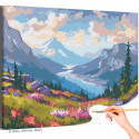 Долина горной реки Лето Природа Пейзаж Небо Раскраска картина по номерам на холсте