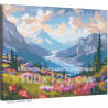Долина горной реки Лето Природа Пейзаж Небо 100х125 Раскраска картина по номерам на холсте