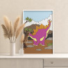 Динозавр с листьями Животные Детская Для детей Для мальчика Для девочек Маленькая Легкая Раскраска картина по номерам на холсте