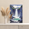 Летний водопад Природа Пейзаж Вода Река Маленькая Раскраска картина по номерам на холсте