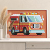 Пожарная машина Автомобиль Для детей Детские Для мальчиков Для девочек Маленькая Легкая Раскраска картина по номерам на холсте