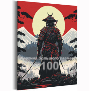 Самурай в горах Природа Япония Аниме Люди Закат Пейзаж 80х100 Раскраска картина по номерам на холсте